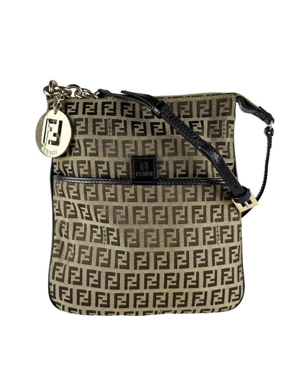 Auth Fendi Zuccino Shoulder Bag Brown #344973F36B